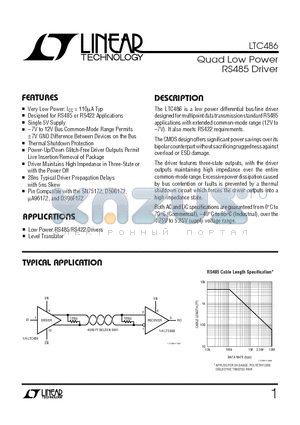 LTC486ISW datasheet - Quad Low Power RS485 Driver