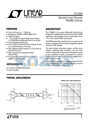 LTC486IN datasheet - Quad Low Power RS485 Driver