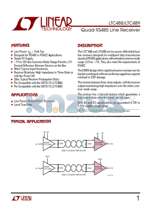 LTC488IS datasheet - Quad RS485 Line Receiver