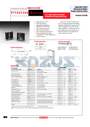 PT78ST200 datasheet - 12V 2 AMP POSITIVE STEP-DOWN INTEGRATED SWITCHING REGULATOR