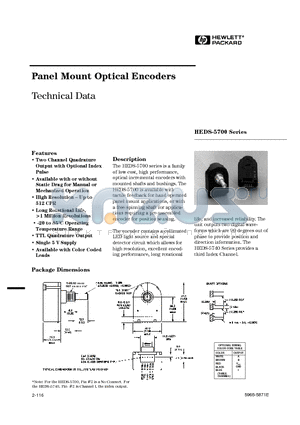 HEDS-5740-I00 datasheet - Panel Mount Optical Encoders