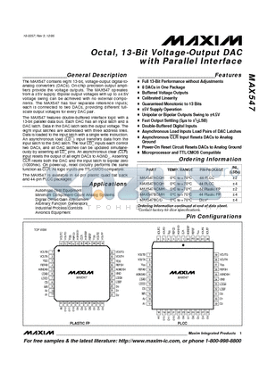 MAX547ACMH datasheet - Octal, 13-Bit Voltage-Output DAC with Parallel Interface