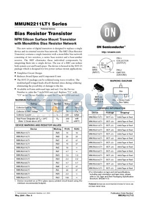 MMUN2216LT1 datasheet - Bias Resistor Transistor