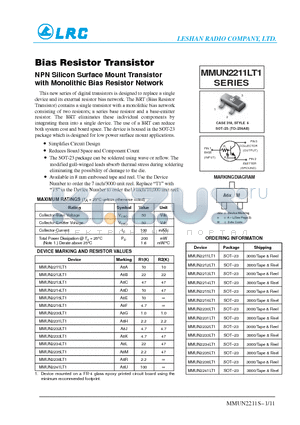 MMUN2231LT1 datasheet - Bias Resistor Transistor