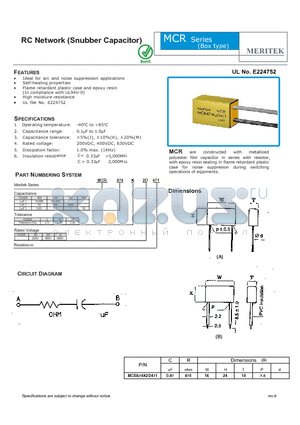 MCR103K2G471 datasheet - RC Network (Snubber Capacitor)