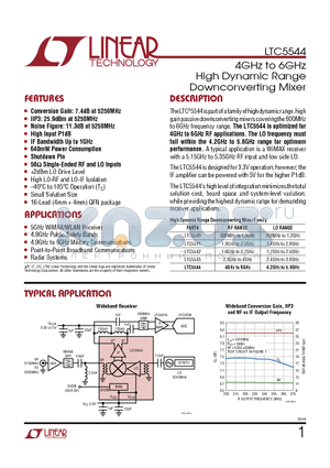 LTC5540 datasheet - 4GHz to 6GHz High Dynamic Range Downconverting Mixer