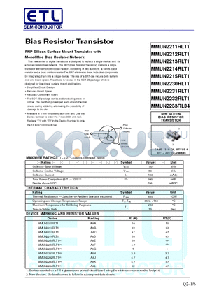 MMUN2232RLT1 datasheet - Bias Resistor Transistor