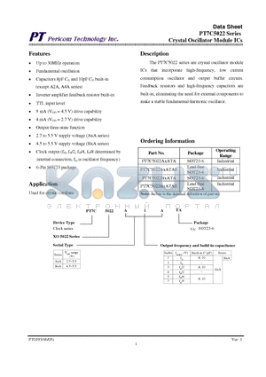 PT7C5022AXATAE datasheet - Crystal Oscillator Module ICs