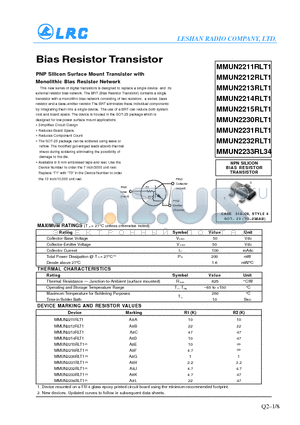 MMUN2233RLT1 datasheet - Bias Resistor Transistor