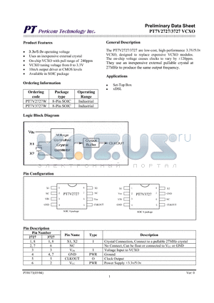 PT7V2727W datasheet - 3.3v/5.0v operating voltage