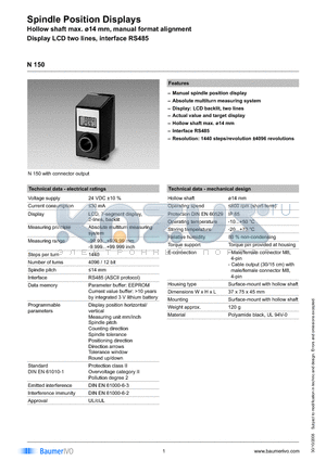 N150.113BA01 datasheet - Spindle Position Displays