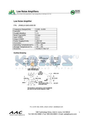 JXWBLA-5845-6430-20 datasheet - Low Noise Amplifier