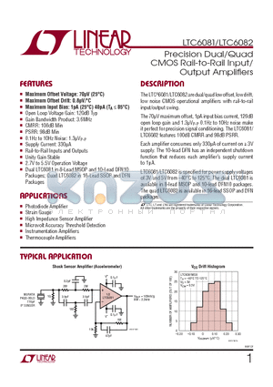 LTC6081CDHC-TRPBF datasheet - Precision Dual/Quad CMOS Rail-to-Rail Input/ Output Amplifi ers