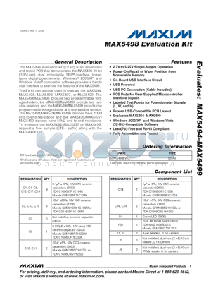 MAX5494 datasheet - Evaluation Kit