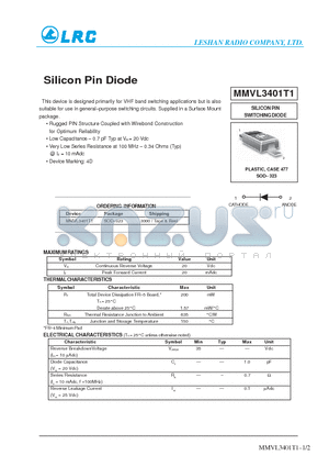 MMVL3401T1 datasheet - Silicon Pin Diode