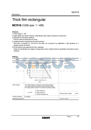 MCR18EZPF datasheet - Thick film rectangular