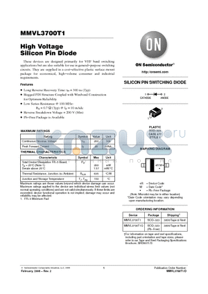 MMVL3700T1 datasheet - High Voltage Silicon Pin Diode