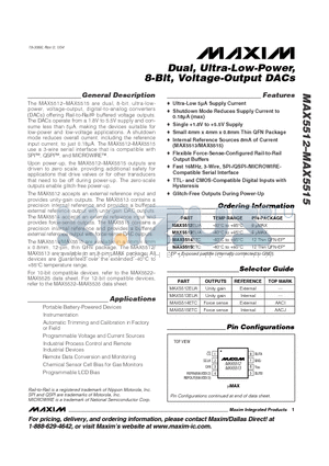 MAX5513EUA datasheet - Dual, Ultra-Low-Power, 8-Bit, Voltage-Output DACs