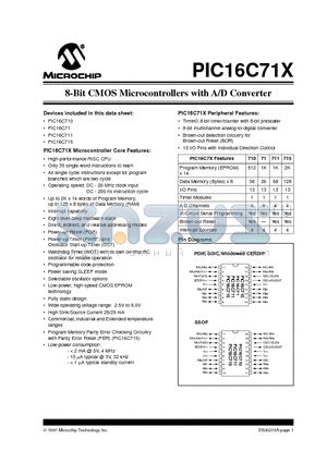 PIC16C71-04I/P datasheet - 8-Bit CMOS Microcontrollers with A/D Converter