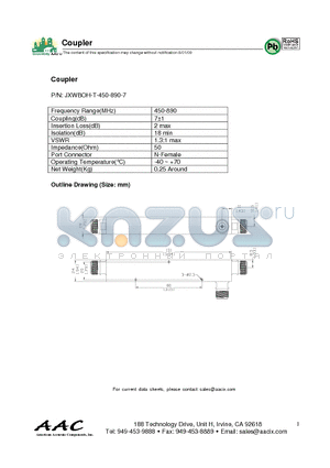 JXWBOH-T-450-890-7 datasheet - Coupler