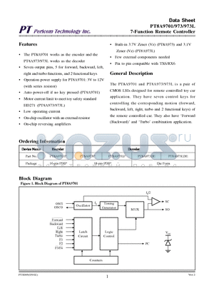 PT8A9701 datasheet - 7-Function Remote Controller