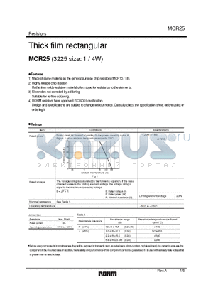 MCR25JZHJJ datasheet - Thick film rectangular