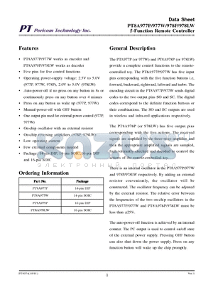 PT8A977P datasheet - 5-Function Remote Controller