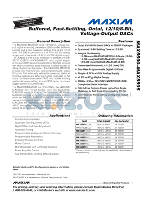 MAX5595EUI datasheet - Buffered, Fast-Settling, Octal, 12/10/8-Bit, Voltage-Output DACs