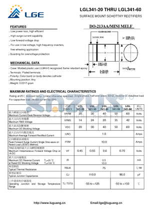 LGL341-60 datasheet - SURFACE MOUNT SCHOTTKY RECTIFIERS