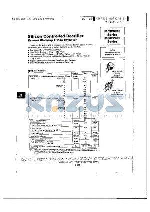 MCR3935-2 datasheet - SILICON CONTROLLED RECTIFIER REVERSE BLOCKING TRIODE THYRISTOR