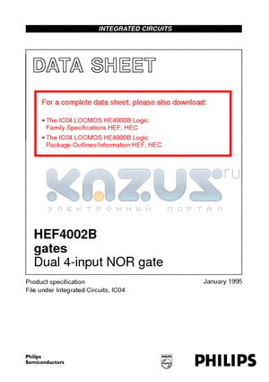 HEF4002BT datasheet - Dual 4-input NOR gate