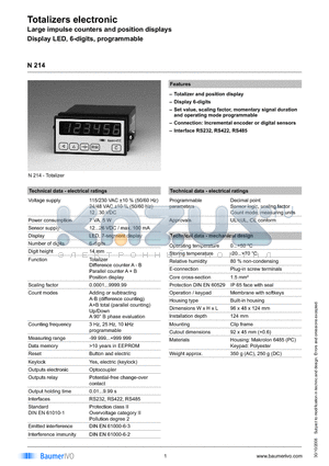 N214.211AX01 datasheet - Totalizers electronic