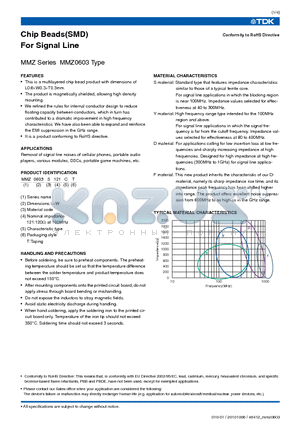 MMZ0603S601C datasheet - Chip Beads(SMD) For Signal Line