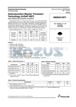 MMZ09312B datasheet - Heterojunction Bipolar Transistor