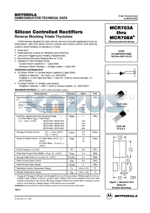 MCR703A datasheet - Silicon Controlled Rectifiers