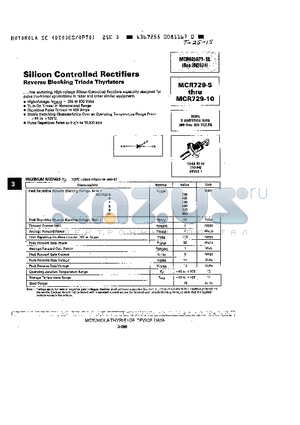 MCR729-6 datasheet - SILICON CONTROLLED RECTIFIERS