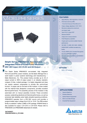 IPM24S0C0S03FA datasheet - Delphi Series IPM24S0C0, Non-Isolated, Integrated Point-of-Load Power Modules: 20V~36V input, 8.0~15.0V and 3A Output