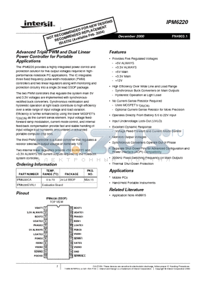 IPM6220CA datasheet - Advanced Triple PWM and Dual Linear Power Controller for Portable