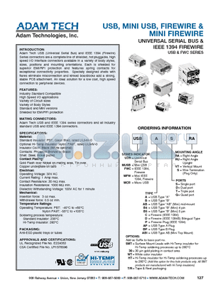 MCRABISVT datasheet - USB, MINI USB, FIREWIRE & MINI FIREWIRE UNIVERSAL SERIAL BUS & IEEE 1394 FIREWIRE