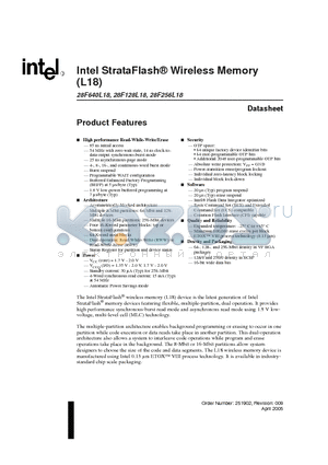 JZ48F000BTY datasheet - StrataFlash Wireless Memory