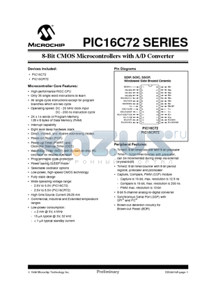 PIC16C72-02I/SO datasheet - 8-Bit CMOS Microcontrollers with A/D Converter