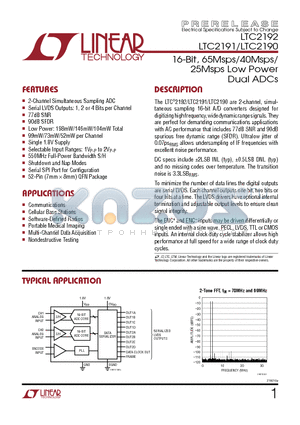 LTC6421-20 datasheet - 16-Bit, 65Msps/40Msps/25Msps Low Power  Dual ADCs