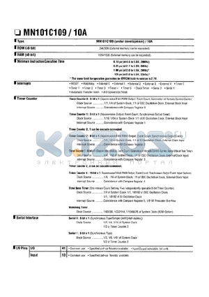 MN101C109 datasheet - MN101C10A