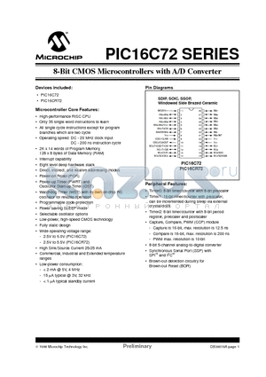 PIC16C72-04I/SP datasheet - 8-Bit CMOS Microcontrollers with A/D Converter
