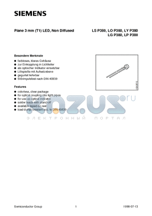 LGP380-MP datasheet - Plane 3 mm (T1) LED, Non Diffused