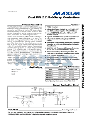 MAX5915 datasheet - Dual PCI 2.2 Hot-Swap Controllers