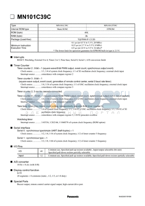 MN101C39C datasheet - MN101C39C