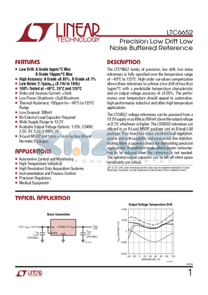LTC6652AHMS8-2.5-TRPBF datasheet - Precision Low Drift Low Noise Buffered Reference