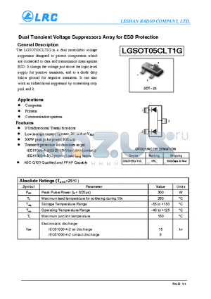 LGSOT05CLT1G_11 datasheet - Dual Transient Voltage Suppressors Array for ESD Protection
