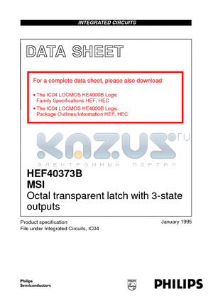 HEF40373BT datasheet - Octal transparent latch with 3-state outputs